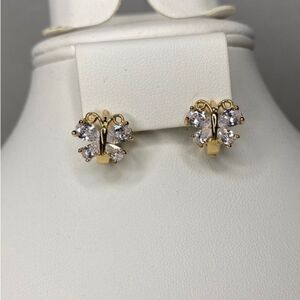 Butterfly Huggie Earrings, Goldtone, Rhinestones, Fashion Jewelry,‎ 1/2 in